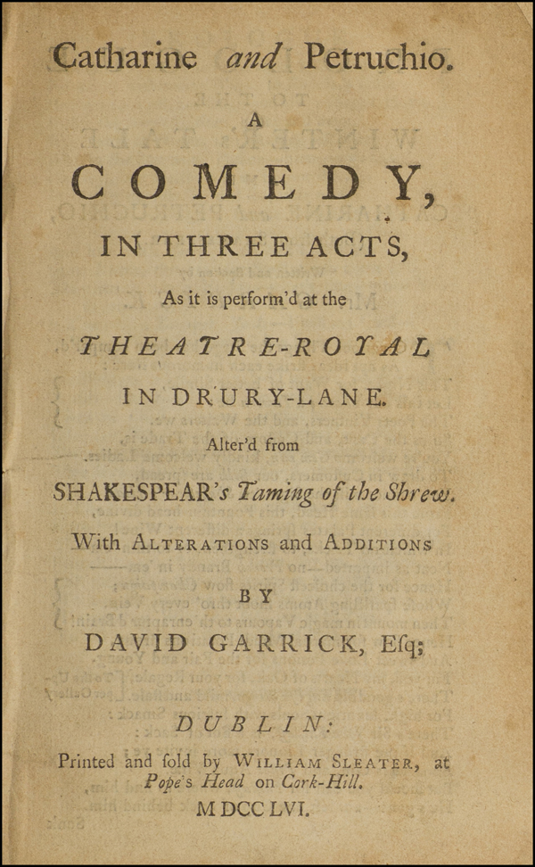 Catherine and Petruchio, a comedy in three acts. © Folger Shakespeare Library